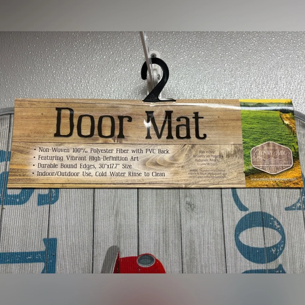 Country Life Door Mat, 17.7”x30” Rug, Red Pickup Truck, Indoor/Outdoor Rug.